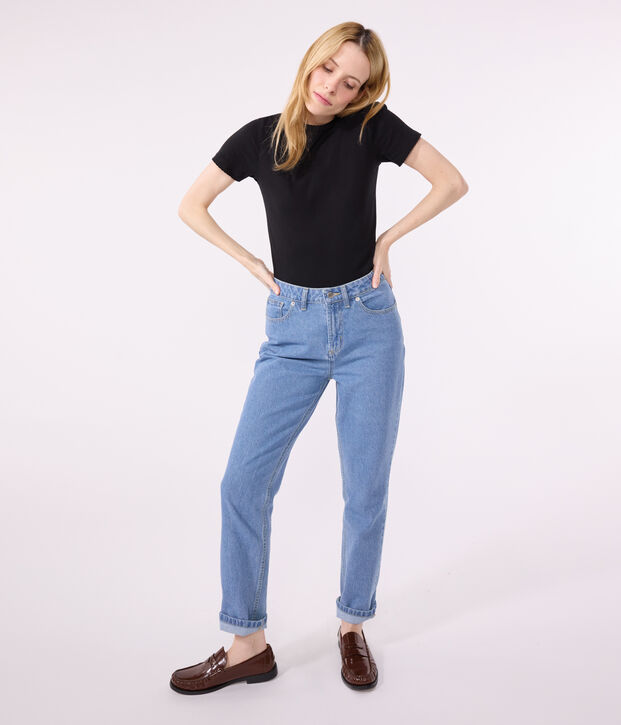 Camiseta L'ICONIQUE de algod&oacute;n de punto cocotte para mujer negro