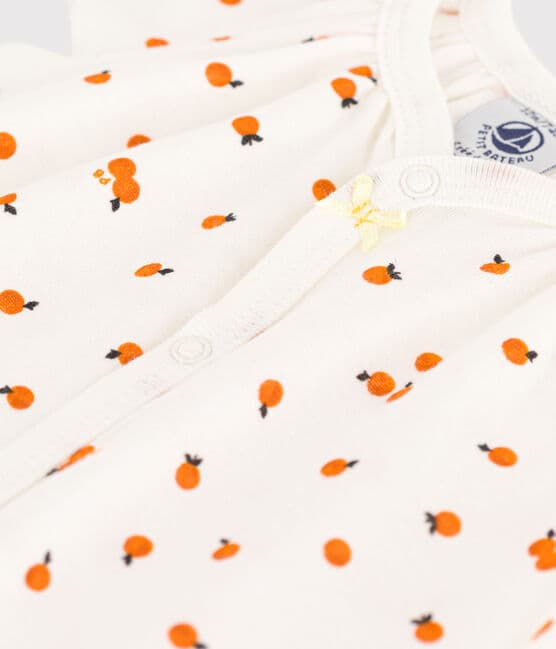 Mono corto de algodón con naranjas para bebé blanco MARSHMALLOW/blanco MULTICO