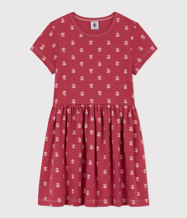 Vestido de algod&oacute;n estampado para ni&ntilde;a rosa/crudo