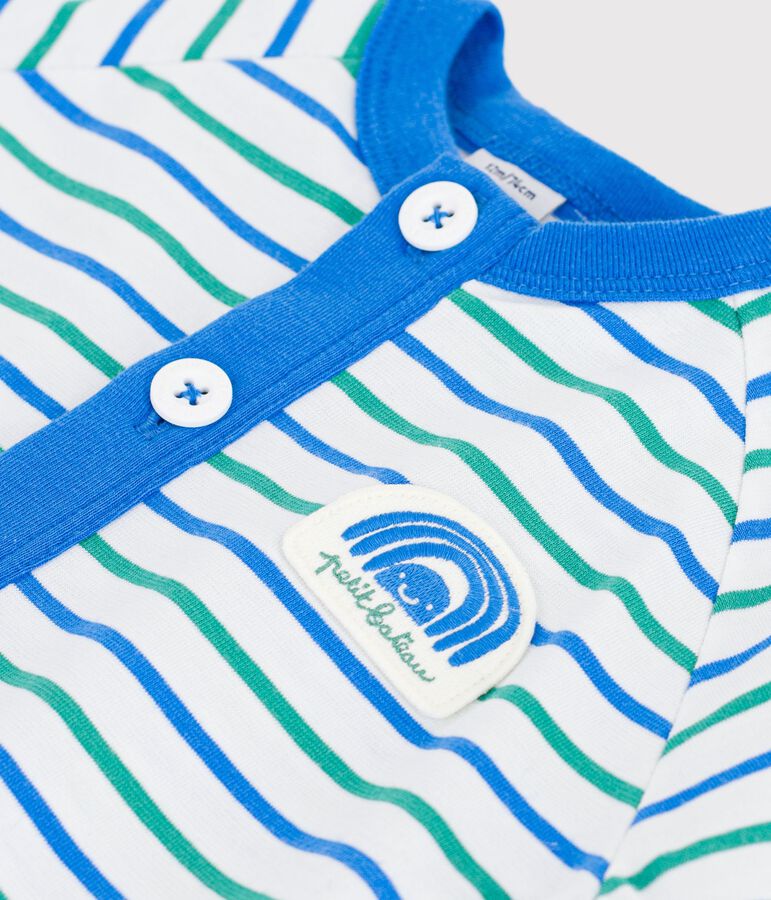 Pelele corto de algod&oacute;n a rayas para beb&eacute; blanco/multicolor