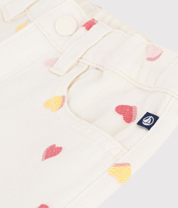 Pantal&oacute;n infantil wide leg de algod&oacute;n crudo/multicolor