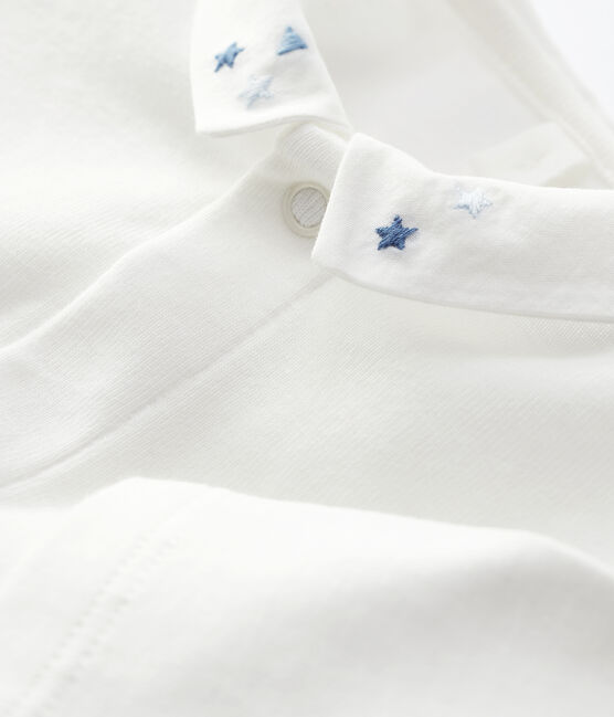 Bodi con cuello de bebé niño de algodón orgánico blanco MARSHMALLOW