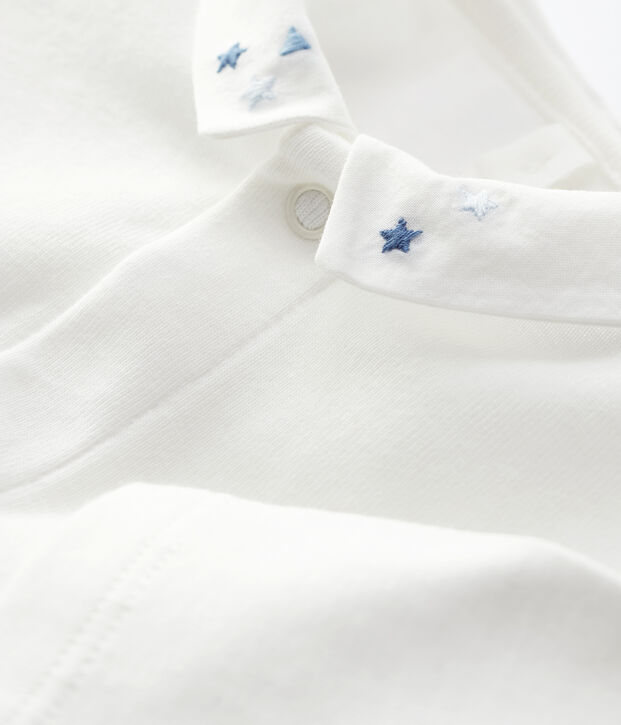 Bodi con cuello de beb&eacute; ni&ntilde;o de algod&oacute;n org&aacute;nico blanco