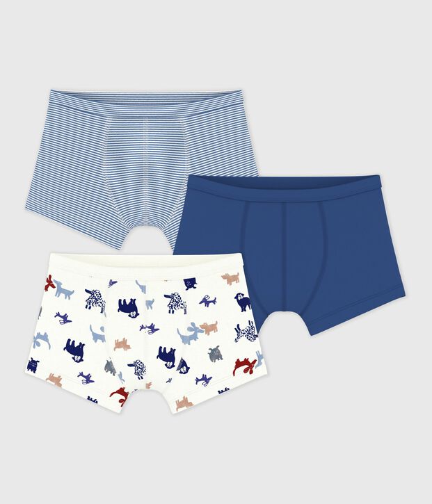 Juego de b&oacute;xeres infantiles de algod&oacute;n con ribete en la cintura y estampado de perros multicolor