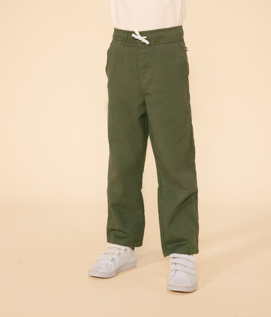 Pantalón de tela de algodón para niño verde CROCO