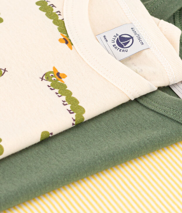 Juego de 3 camisetas infantiles de algod&oacute;n de manga corta multicolor