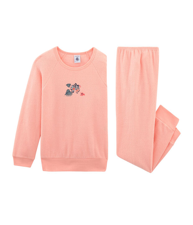Pijama de rizo picado para ni&ntilde;a rosa