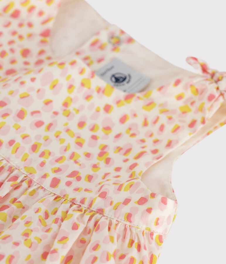 Vestido de algod&oacute;n sin mangas con estampado para beb&eacute; blanco/multicolor