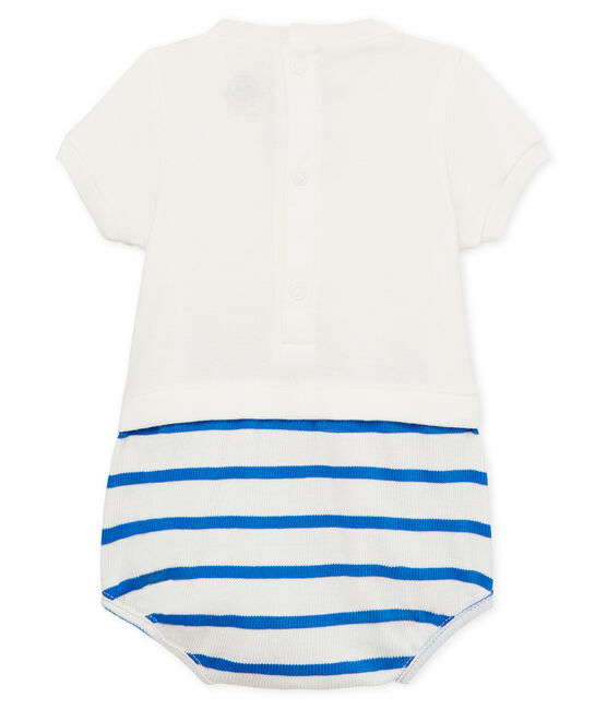 Mono corto para bebé niño blanco MARSHMALLOW/azul COOL