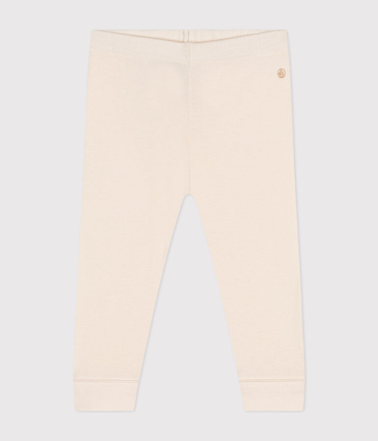Leggings lisos de algod&oacute;n para beb&eacute; crudo