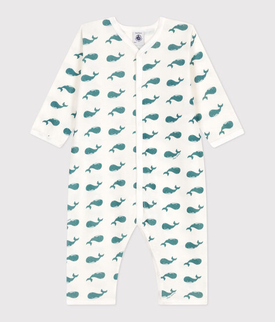 Pijama de bebé de algodón sin patas de ballena verde MARSHMALLOW/ DRAGONFLY