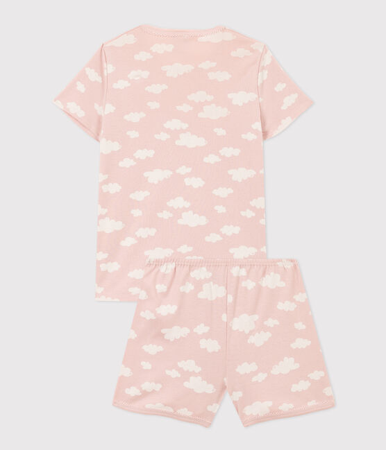 Pijama corto de algodón con nubes para niña SALINE/ MARSHMALLOW