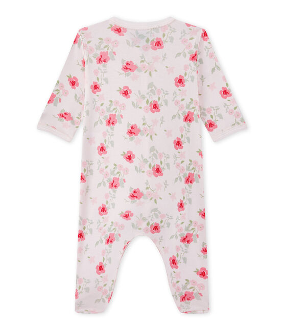 Pijama con flores estampadas para bebé niña rosa VIENNE/blanco MULTICO