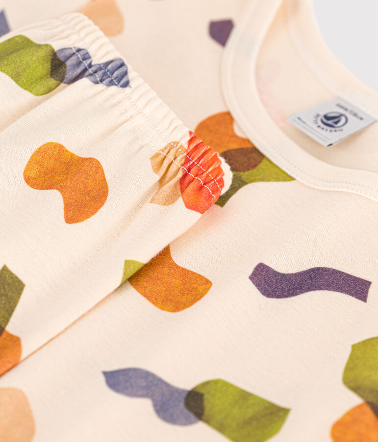 Pijama corto infantil de algod&oacute;n con estampado crudo/multicolor