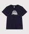 Camiseta Recta de algodón liso para mujer azul SMOKING