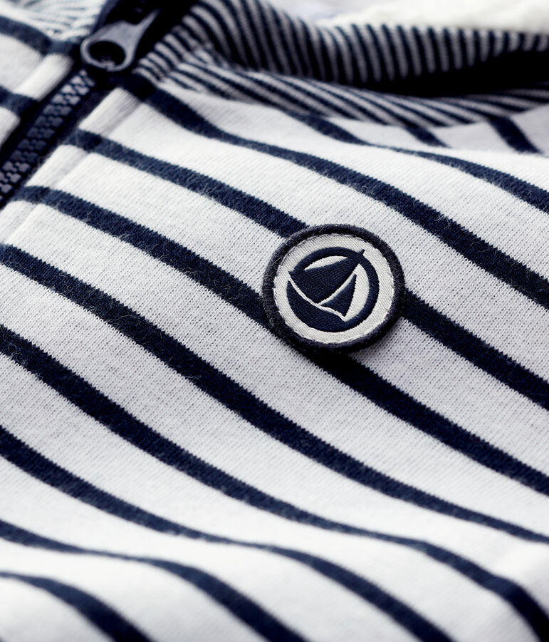 Chaqueta de b&eacute;isbol de sherpa de beb&eacute;. blanco MARSHMALLOW/azul SMOKING