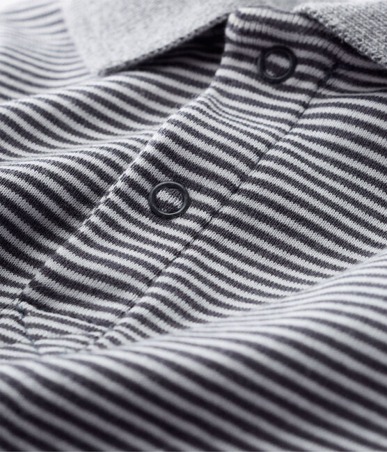 Body con cuello polo con la milrayas para bebé niño gris MAKI/blanco MARSHMALLOW