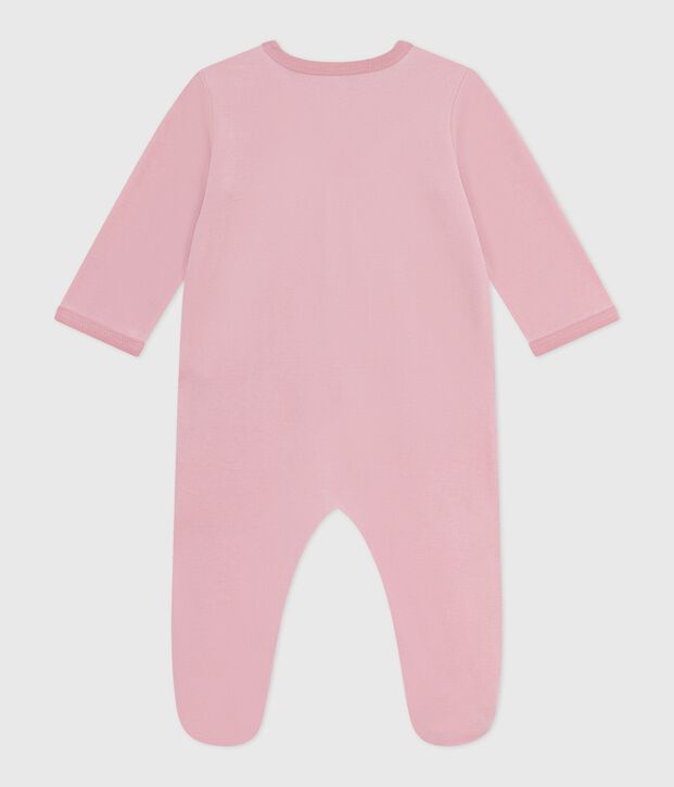 Pijama de terciopelo liso para beb&eacute; rosa