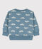 Sudadera de algodón con estampado de pájaros para bebé azul ROVER/blanco MARSHMALLOW