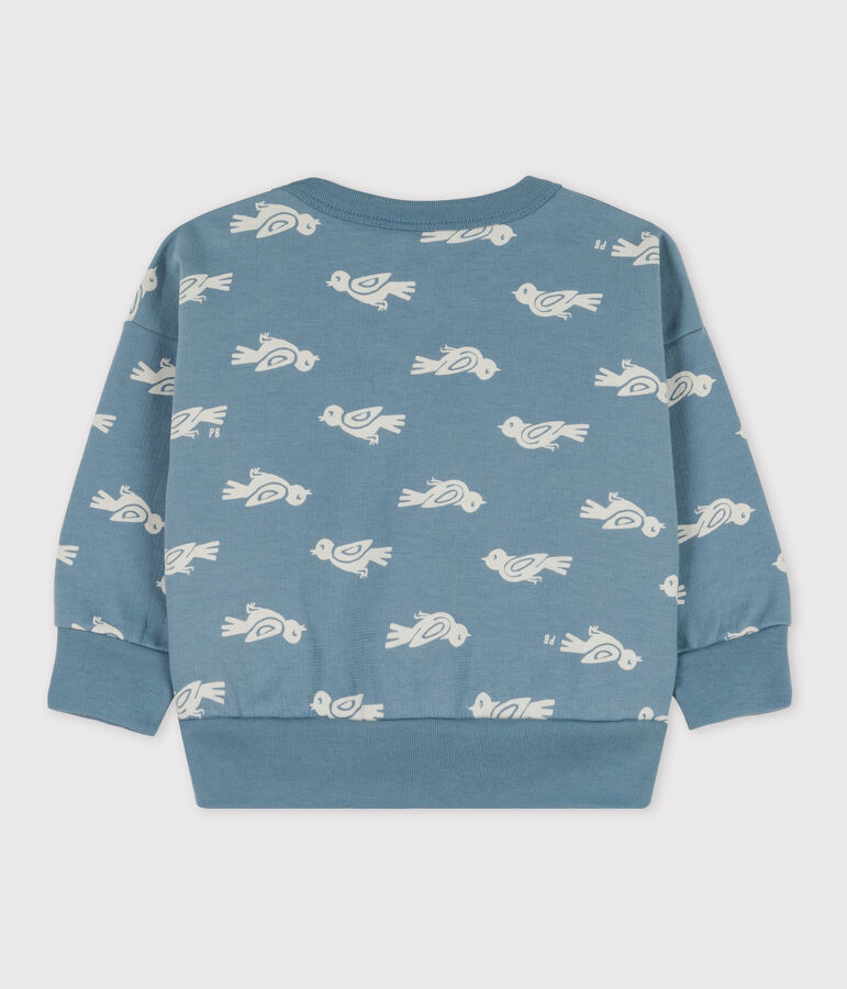 Sudadera de algod&oacute;n con estampado de p&aacute;jaros para beb&eacute; azul/blanco