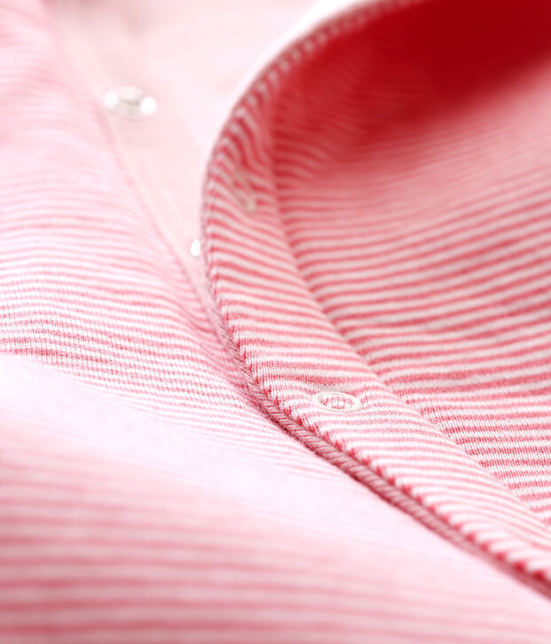 Pijama de beb&eacute; sin pies en t&uacute;bico para ni&ntilde;o rosa/blanco