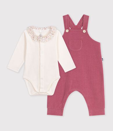 Conjunto de pelele y body de algod&oacute;n para beb&eacute; con cuello liso