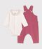 Conjunto de pelele y body de algod&oacute;n para beb&eacute; con cuello liso rosa/crudo