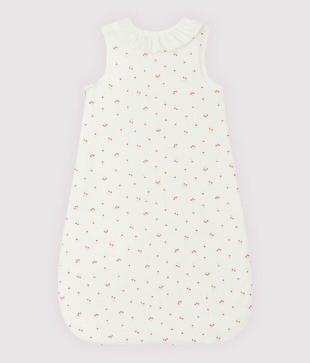 Saco de dormir de cerezas con gorguera de algod&oacute;n ecol&oacute;gico de beb&eacute; blanco/multicolor