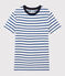 Camiseta de cuello redondo emblemática de algodón de mujer blanco MARSHMALLOW/azul SURF
