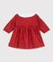 Vestido de algodón estampado de manga larga con cuello bordado para bebé rojo AMARANTE/ TERKUIT