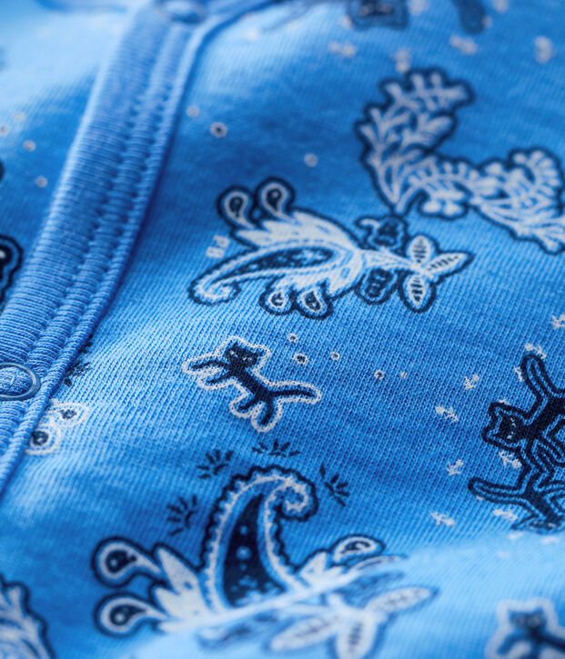 Pelele de beb&eacute; con motivo de bandana de algod&oacute;n org&aacute;nico azul/multicolor