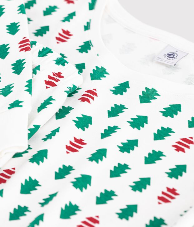 Pijama de algod&oacute;n con estampado abetos para mujer blanco/multicolor