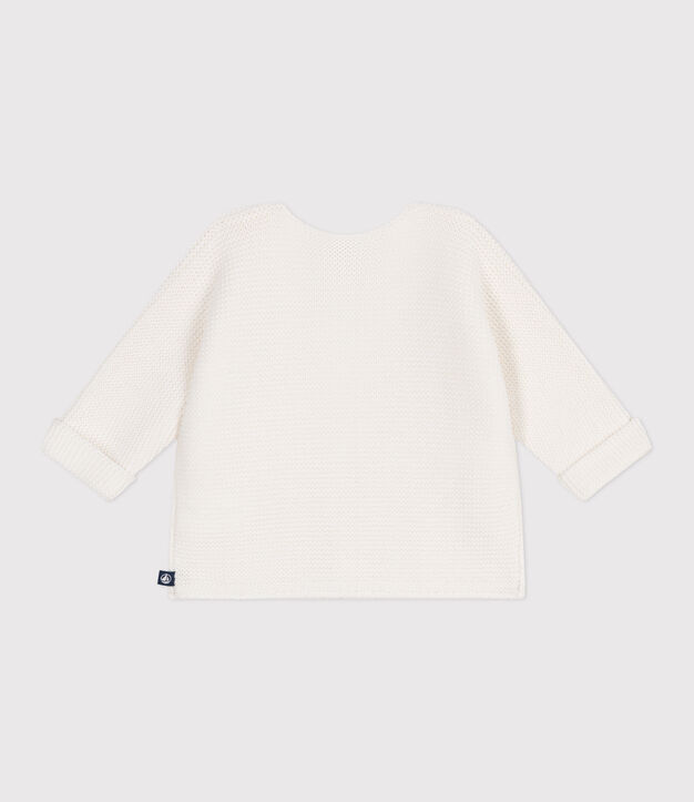 C&aacute;rdigan de algod&oacute;n liso para beb&eacute; (unisex) blanco
