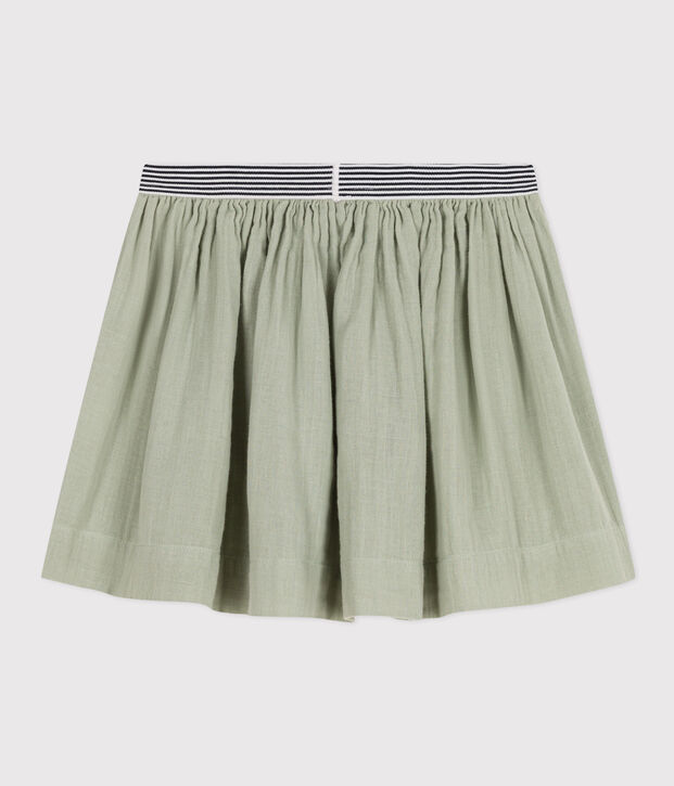 Falda de gasa de algod&oacute;n para ni&ntilde;a verde