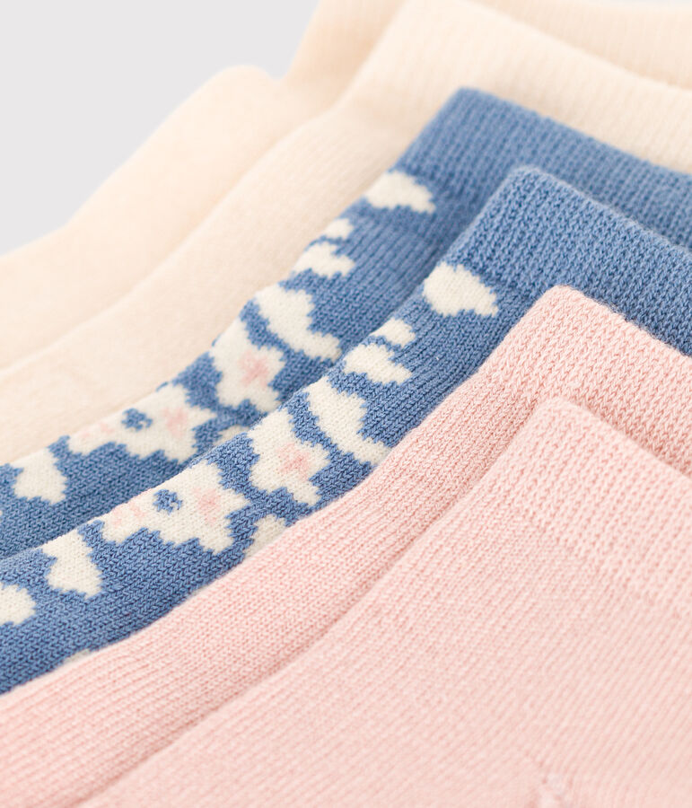3 pares de calcetines infantiles de algod&oacute;n con flores multicolor