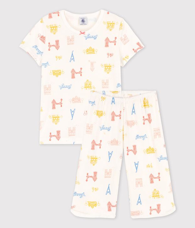 Pijama de Par&iacute;s de algod&oacute;n de ni&ntilde;a blanco/multicolor