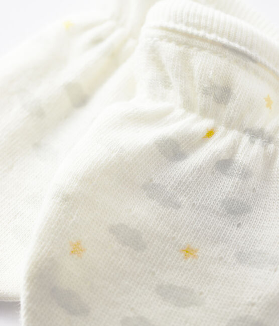 Manoplas antiarañazos para bebé de túbico de algodón orgánico blanco MARSHMALLOW/blanco MULTICO