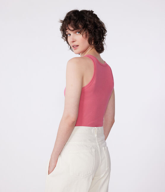 Camiseta lisa sin mangas Icónica de algodón para mujer rosa PEONIA