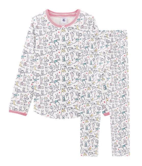 Pijama de punto para niña blanco MARSHMALLOW/blanco MULTICO