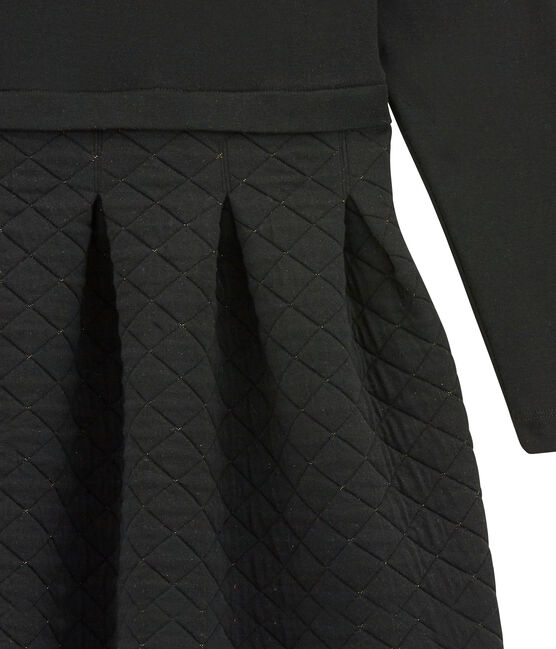 Vestido bi-materia para mujer con cintura definida negro NOIR