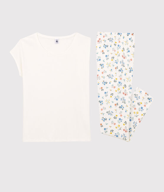 Pijama sin mangas de algodón de chica blanco MARSHMALLOW/blanco MULTICO