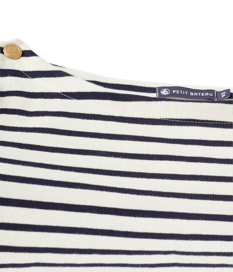 Robe marini&egrave;re femme en jersey lourd beige COQUILLE/azul SMOKING