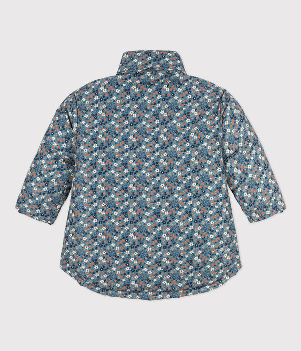 Chaqueta acolchada semilarga estampada para ni&ntilde;a azul/multicolor