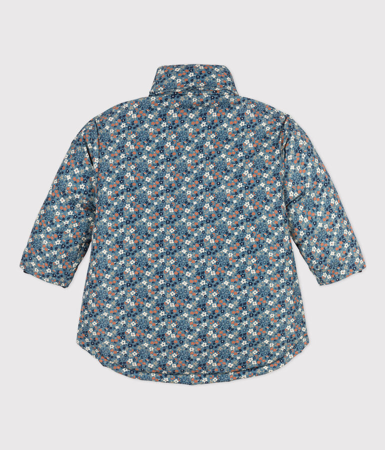 Chaqueta acolchada semilarga estampada para ni&ntilde;a azul/multicolor