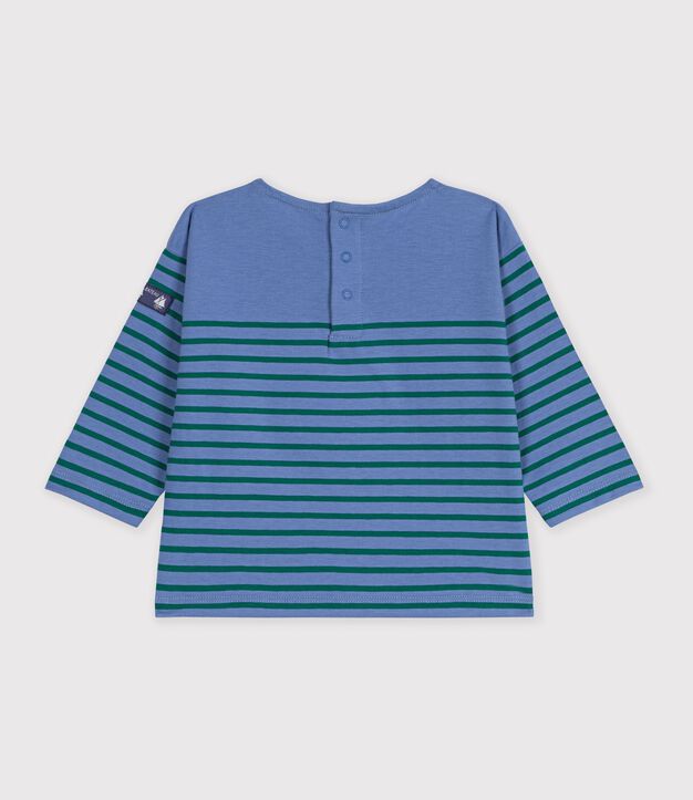 Camiseta de manga larga a rayas de algod&oacute;n para beb&eacute; azul/verde