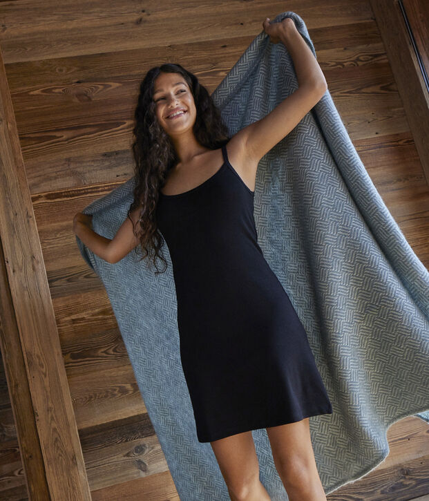 Vestido de tirantes emblem&aacute;tico de algod&oacute;n de mujer negro