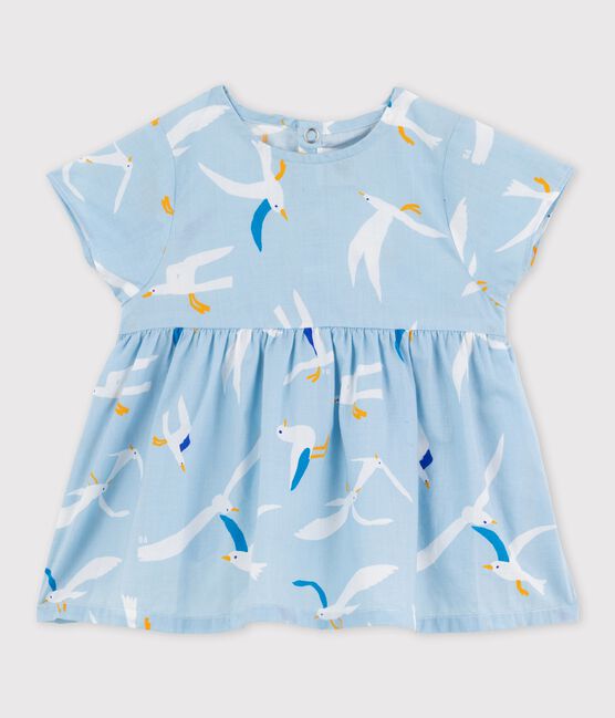 Blusa de manga corta de popelina de bebé niña azul JASMIN/blanco MULTICO