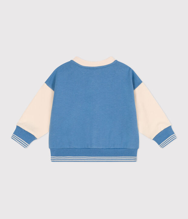 Chaqueta teddy colorblock de algod&oacute;n para beb&eacute; azul/crudo