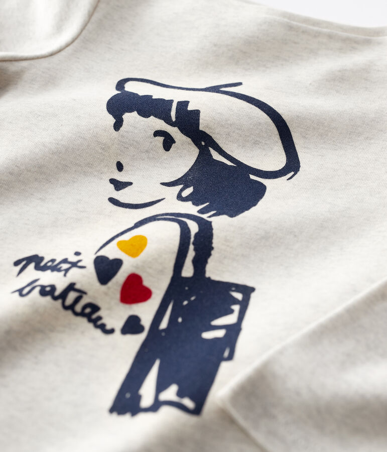 Camiseta de manga larga de algod&oacute;n de ni&ntilde;a beige