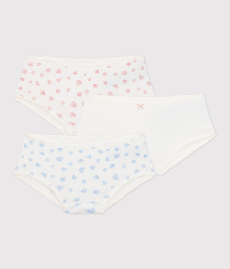 Juego de culottes infantiles de algod&oacute;n con estampado de corazones multicolor